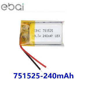 EBAI锂电池751525 3.7v 240mAh蓝牙耳机 情趣用品 小灯具锂电池石家庄