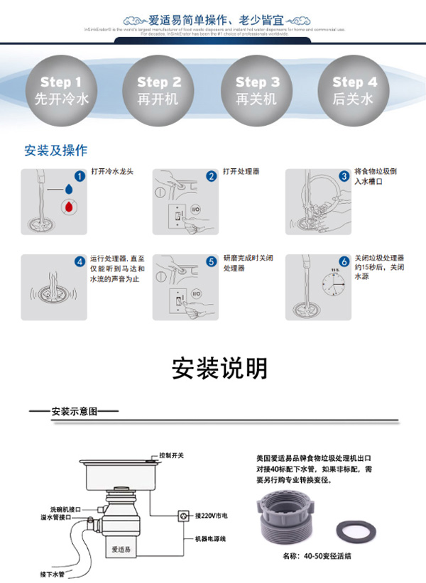 爱适易M66厨房垃圾粉碎机