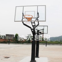 领先凯锐高度可调预埋式篮球架 配置户外高强度抗震玻璃篮板
