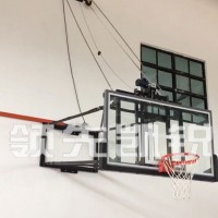 领先凯锐墙面壁挂电动上翻篮球架 电动驱动实现球架向上折叠
