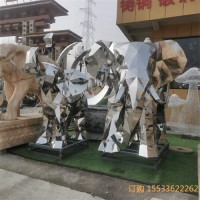 城市景观不锈钢镜面大象雕塑 现代园林不锈钢大象雕塑摆件