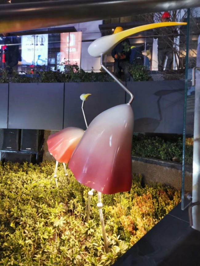 上海城市景观鹭鸶雕塑 长腿鹭不锈钢雕塑绿化摆件