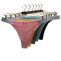 厂家批发女式丁字裤 螺纹棉现货T字裤跨境亚马逊出口女士内裤