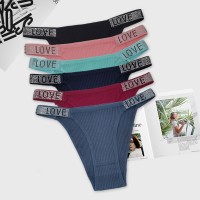 欧美跨境外贸螺纹棉女士内裤高弹腰带欧码舒适透气性感三角裤女