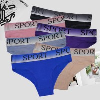 跨境外贸高弹力渐变腰带女士三角裤舒适透气纯色性感女士内裤