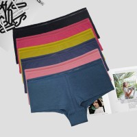 出口跨境欧美现货批发女士内裤 棉裆纯色女士防走光平角内裤裤